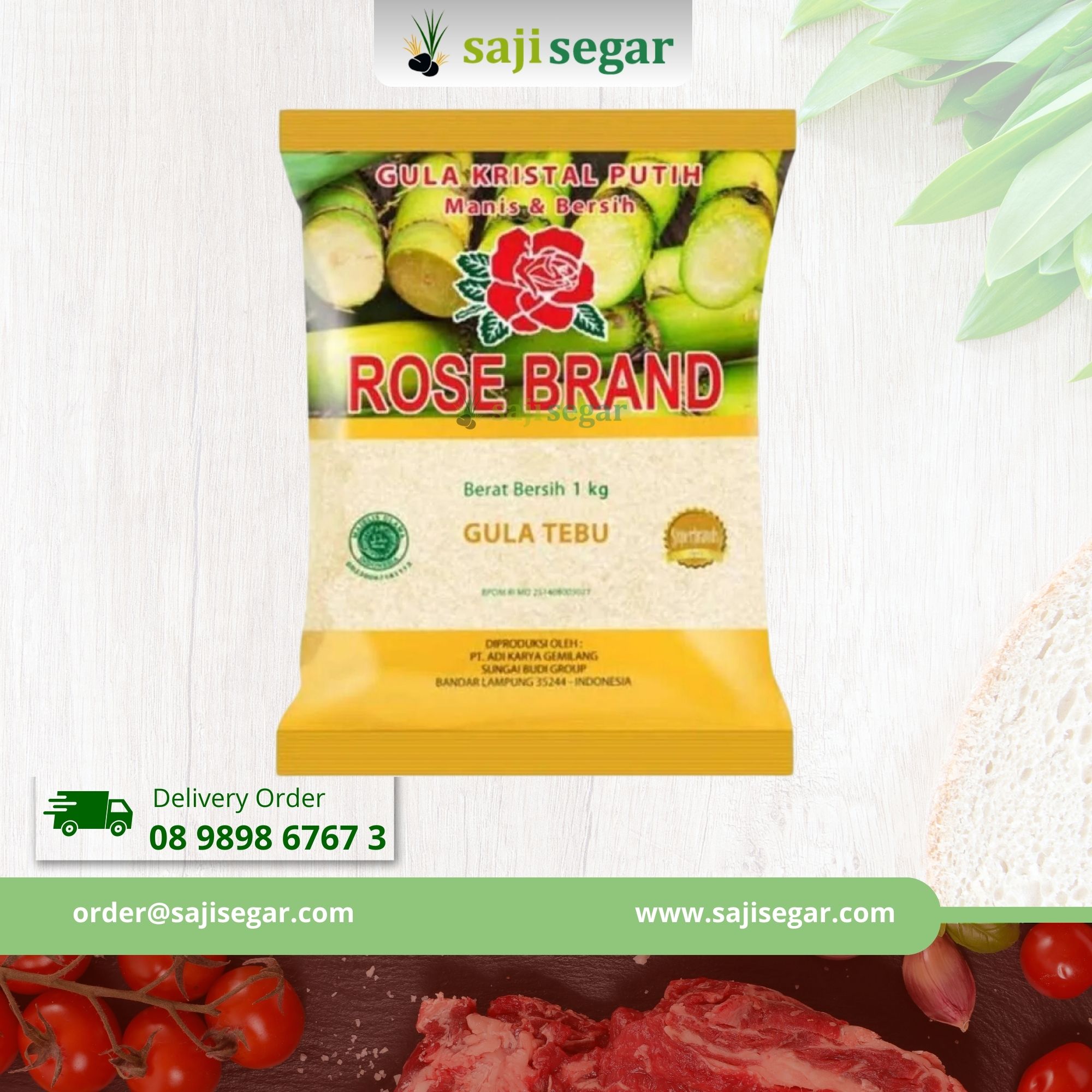Gula Pasir Rose Brand 1 kg x 2 bungkus Rosebrand